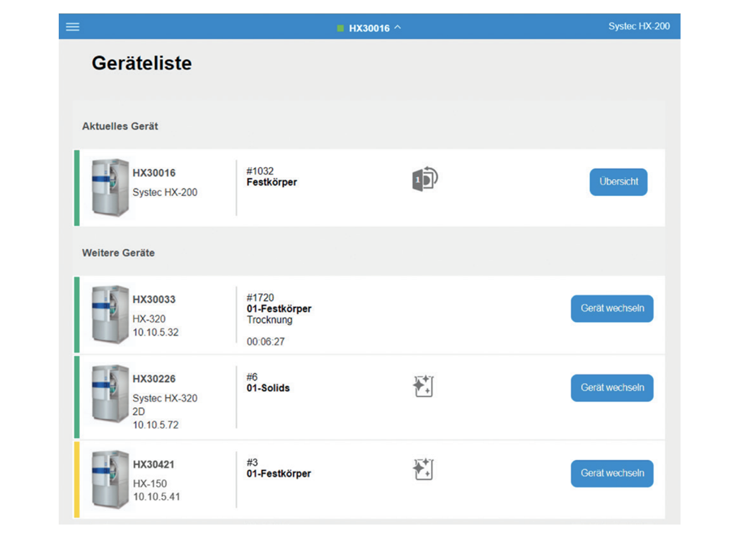 Monitoring Webseite für Autoklaven
